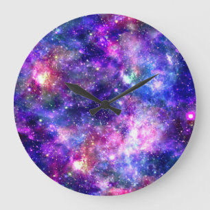 Galaxy Night Print Cosmic Design Large Clock
