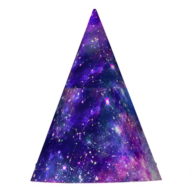 Galaxy Night Print Cosmic Design Party Hat (Front)