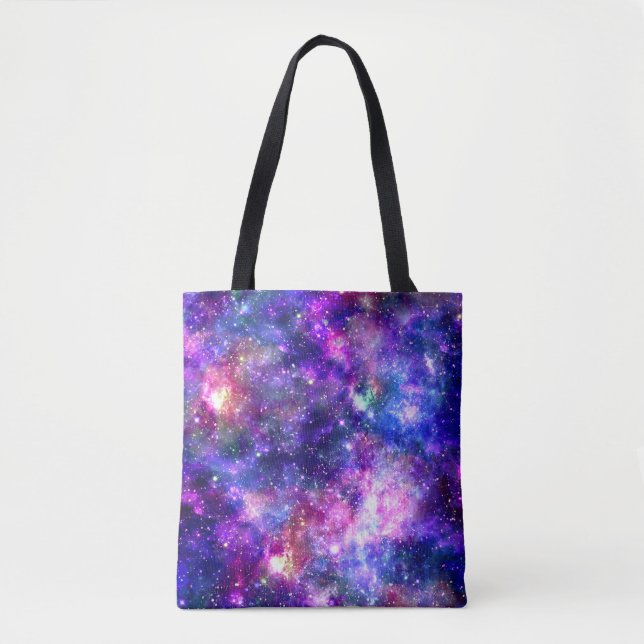 Galaxy Night Print Cosmic Design Tote Bag (Front)