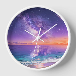 Galaxy Ocean Sunset Wall Clock