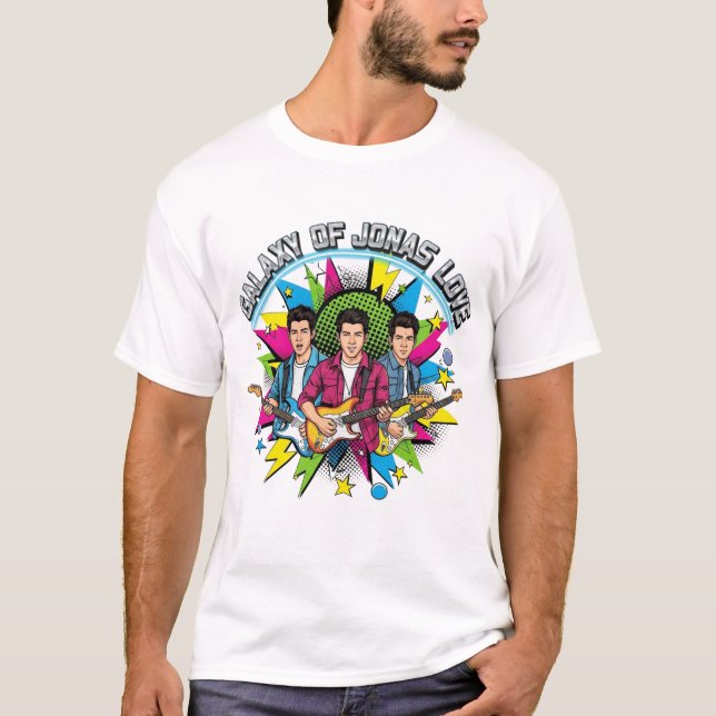 Galaxy of Jonas Love – Retro Pop Art Jonas Brother T-Shirt (Front)