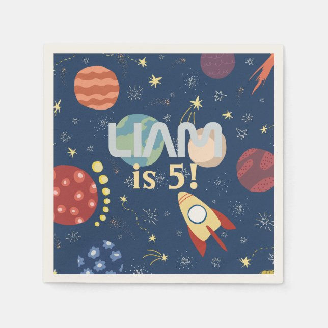 Galaxy Outer Space Kid's Birthday Napkin (Front)