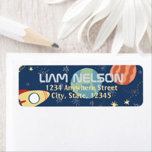 Galaxy Outer Space Kid's return address  Label