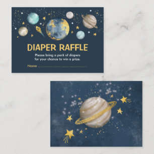 Galaxy Outer Space Moon Star Boy Diaper Raffle Enclosure Card