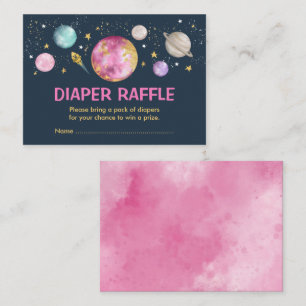 Galaxy Outer Space Moon Star Girl Diaper Raffle Enclosure Card
