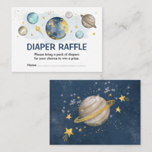 Galaxy Outer Space Planets Moon Star Diaper Raffle Enclosure Card