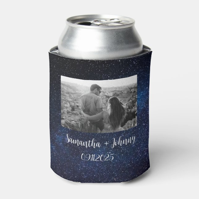 Galaxy Outer Space Starry Night Photo Wedding Can Cooler (Can Front)