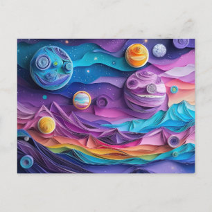 Galaxy Outer Space Stars Planets Abstract Fun Postcard