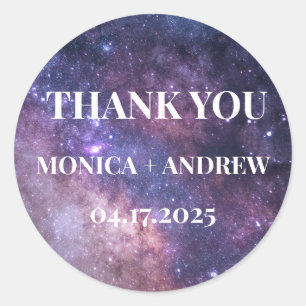 Galaxy Outer Space Stars Starry Thank you Classic Round Sticker