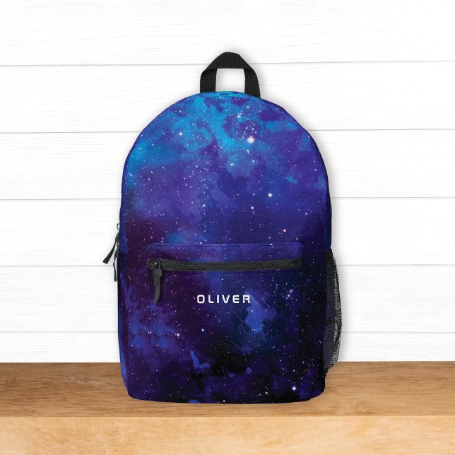 Galaxy Outer Space Universe w/ Name Kids Printed Backpack (Creator Uploaded)