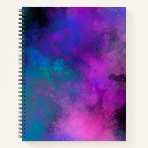 Galaxy Paint Splatter effect blue green pink Notebook