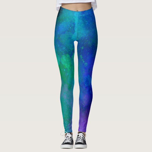 Galaxy Paint Splatter Effect  Leggings (Front)