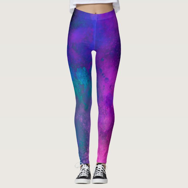 Galaxy Paint Splatter Effect  Leggings (Front)