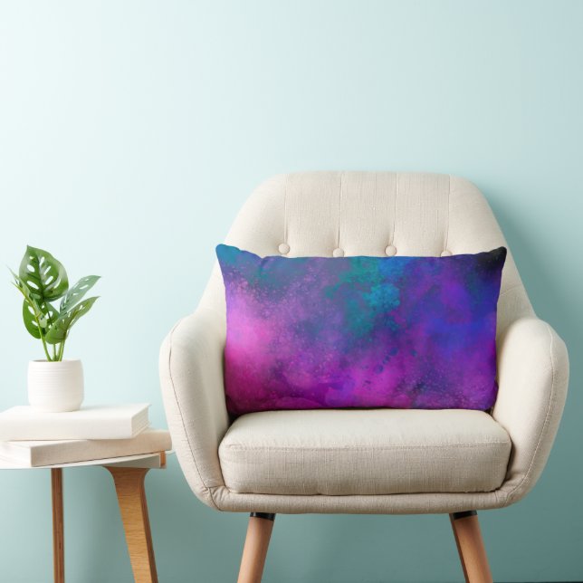 Galaxy Paint Splatter effect pink blue green  Lumbar Cushion (Chair)