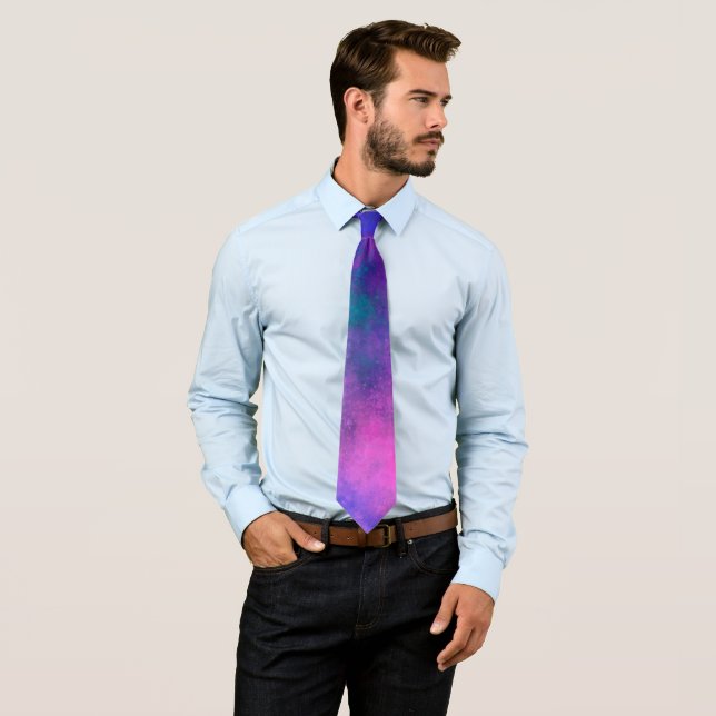 Galaxy Paint Splatter effect Pink & Blue Tie (In Situ)