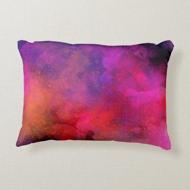 Galaxy Paint Splatter effect pink orange Decorative Cushion (Back)