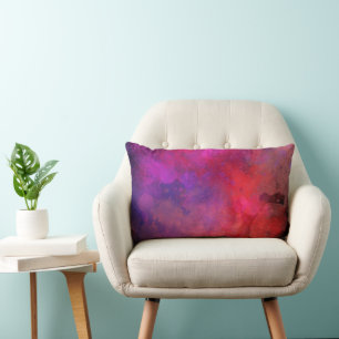 Galaxy Paint Splatter effect  pink orange Lumbar Cushion