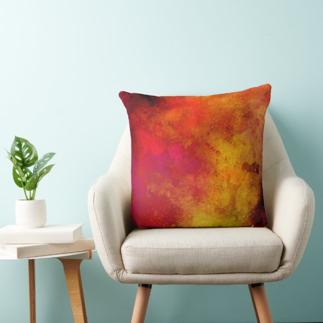 Galaxy Paint Splatter effect pink orange yellow Cushion (Chair)