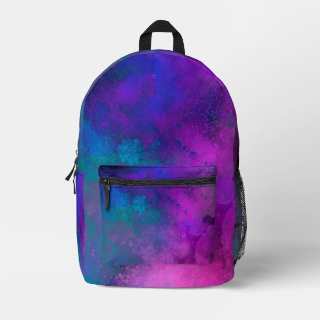 Galaxy Paint Splatter effect  Printed Backpack (Front)