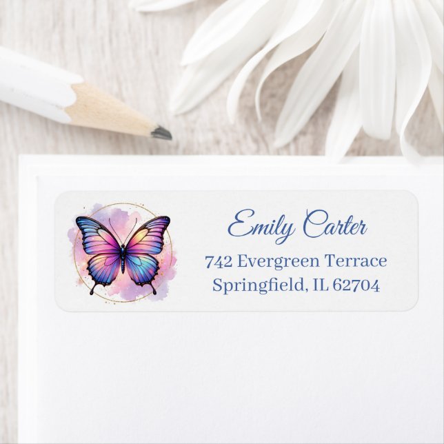 Galaxy Pastel Butterfly Splash Return Address Label (Insitu)