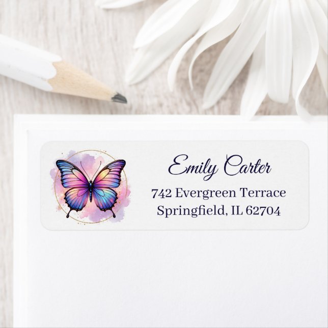 Galaxy Pastel Butterfly Splash Return Address Label (Insitu)