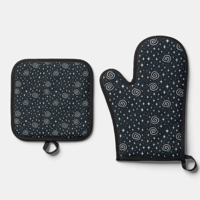 Galaxy pattern oven mitt & pot holder set (Front)