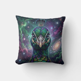 Galaxy Peacock Throw Pillow - Enchanted Sky