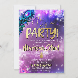 Galaxy Pineapple Graduation Party Invitation
