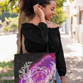 Galaxy Pink Cancer Constellation Zodiac Sign Tote Bag