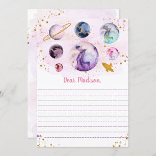Galaxy Pink Gold Space Birthday Time Capsule Cards