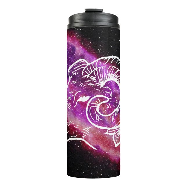 Galaxy Pink Purple Aries Constellation Zodiac Sign Thermal Tumbler (Front)