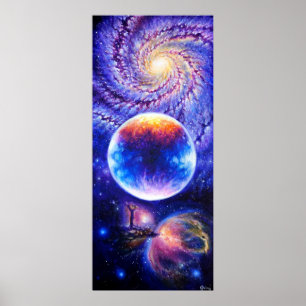 Galaxy planet and nebula poster