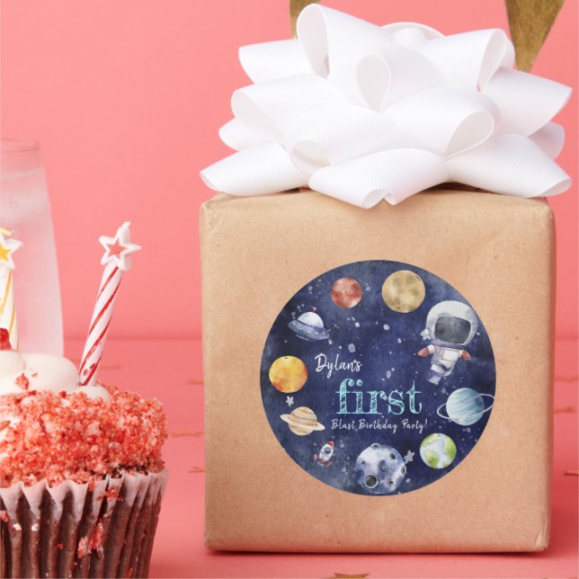 Galaxy Planet Kids Birthday Gift Classic Round Sticker (Party)