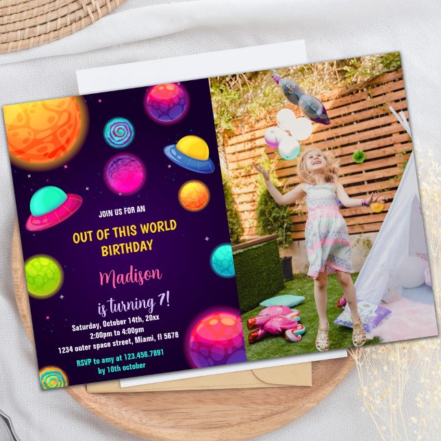 Galaxy Planets Birthday Invitation with Photo (Galaxy Planets Birthday Invitations with photo)