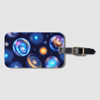 Galaxy Planets Black Sky Luggage Tag