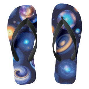Galaxy Planets Black Sky Thongs