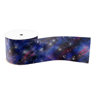Galaxy purple beautiful night starry sky image grosgrain ribbon