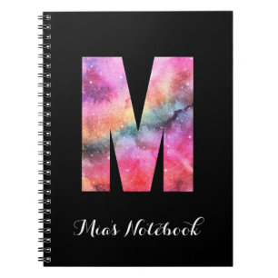 Galaxy Rainbow Letter M Notebook
