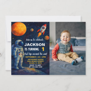Galaxy Rocket Party Invite with photo