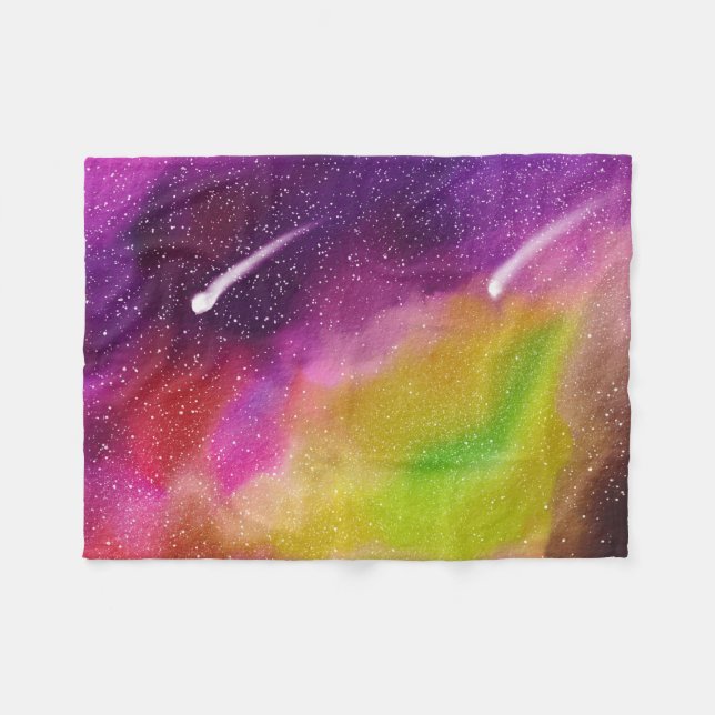 Galaxy Scene Colourful shooting stars Nebula Space Fleece Blanket (Front (Horizontal))