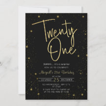 Galaxy Script Black and Gold 21st Birthday Party