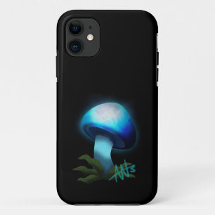 Galaxy Shiitake Glowing Light Blue Mushroom iPhone 11 Case