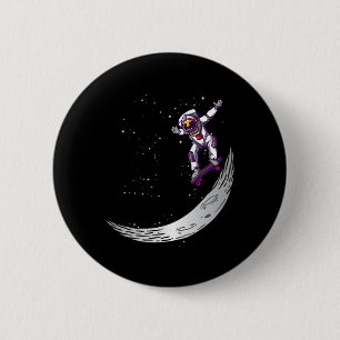 Galaxy Skateboarder Astronaut Skateboarding Moon H 6 Cm Round Badge