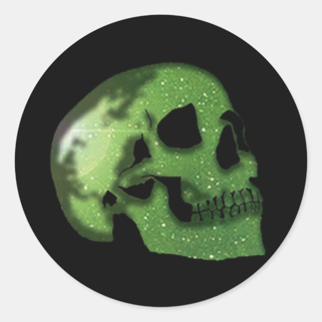 "Galaxy Skulls" (Toxic - Single Skull) Classic Round Sticker (Front)