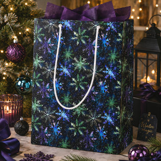 Galaxy Snowflakes Celestial Christmas Medium Gift Bag