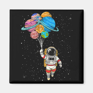 Galaxy Space Astronaut Holding Planet Balloons Magnet