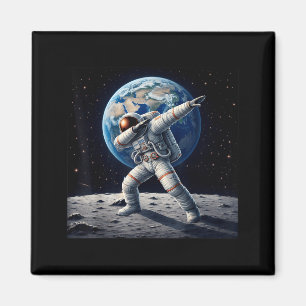 Galaxy Space Astronaut Holding Planet Dabbing Boys Magnet