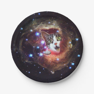 Galaxy Space Cats Paper Plates 7"