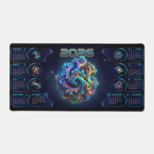 Galaxy Space Fractal Art Desk Pad w/ 2026 Calendar