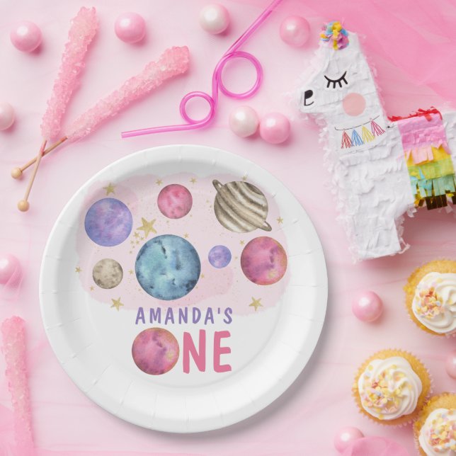 Galaxy Space Girl Birthday Party  Paper Plate (Party)